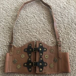 Spirit Stretchy Steampunk Corset Belt Brown Under Bust Straps one size fits most